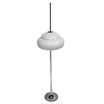 Pre-owned Reggiani 1970s  Chrome Floor Lamp With Opale Acrylic Shade, Italy In Transparent