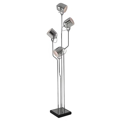 Pre-owned Reggiani 1970s  Cinematic 4 Heads Chrome Floor Lamp , Italy In Transparent