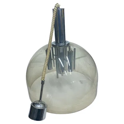 Pre-owned Reggiani 1970s Space Age Gray Plexiglass And Chromed Metal Italian Pendant