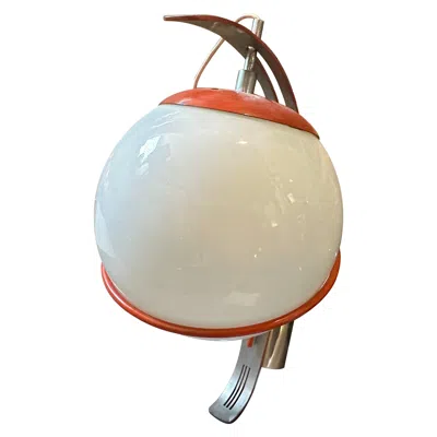 Pre-owned Reggiani 1970s Space Age Orange Metal And White Opaline Italian Wall Sconces