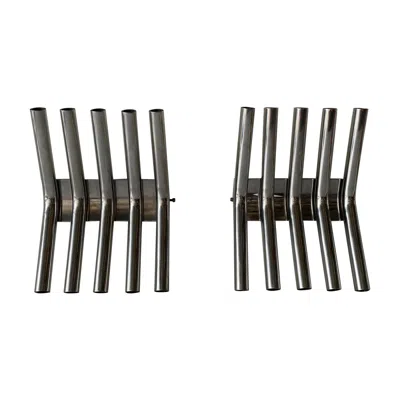 Pre-owned Reggiani 5-armed Tubes Design Pair Of Chrome Italian Sconces By , 1960s Italy In Black