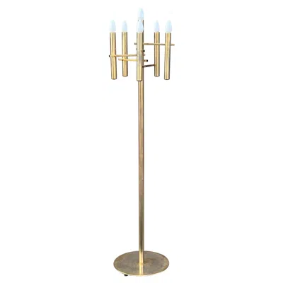 Pre-owned Reggiani A Circa 197 Brass Floor Lamp In Sand