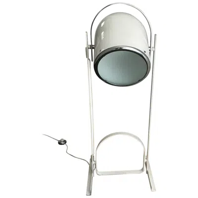 Pre-owned Reggiani Adjustable Lamp Glass Iron Metal Crome, 1970, Italy In Transparent
