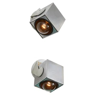 Pre-owned Reggiani Cube Wall Sconces By  Illuminazione C. 1960s In Transparent