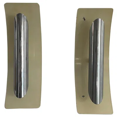 Pre-owned Reggiani Enamaled Metal And Chrome Head Pair Of Wall Lamps By , 1960s, Italy In Brown