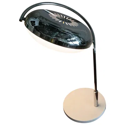 Pre-owned Reggiani Exclusive Table Lamp Metal Crome Iron Plexiglass, 1967, Italy In Black