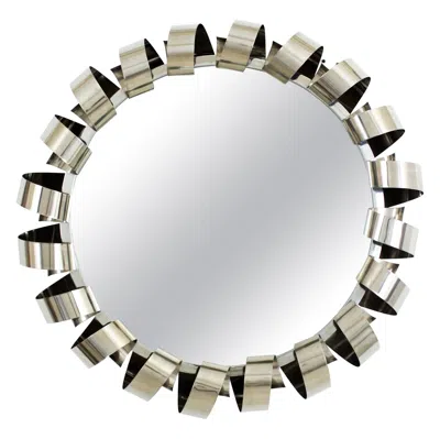 Pre-owned Reggiani Italian Backlit Mirror With Spiral Frame In Steel, 1970 In Gray