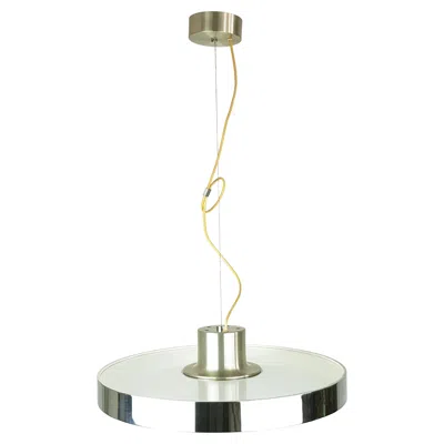 Pre-owned Reggiani Italian Chrome Plated & Painted Metal, Glass & Aluminum 1970s Pendant Lamp In Sand