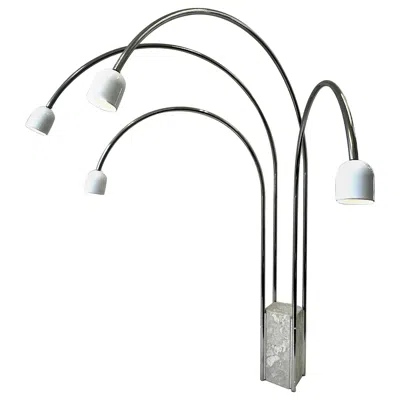 Pre-owned Reggiani Italian Travertine And Chrome Four Arm Arch Floor Lamp By Goffredo  In Transparent