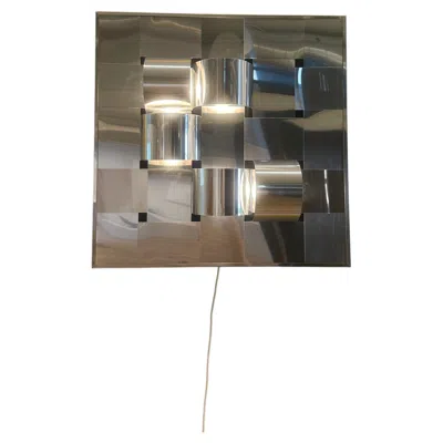 Pre-owned Reggiani Light Sculpture/large Stainless Steel Wall Lamp, , 1970s In Clear
