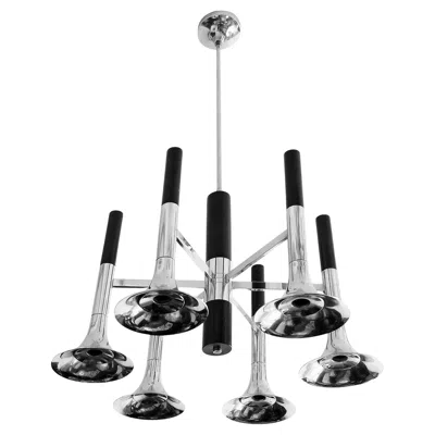 Pre-owned Reggiani Mid-century Italian  Trumpet Chrome Chandelier, Circa 1970 In Brown