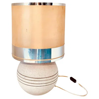 Pre-owned Reggiani Midcentury Modern Ceramic Table Lamp, , Italy 1970s In Sand