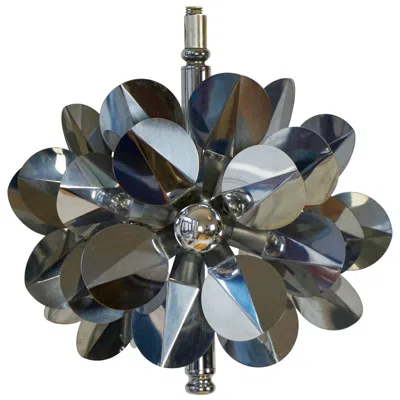 Pre-owned Reggiani Mid-century Modern Chrome Flower Chandelier, Italy, 1965 In Black