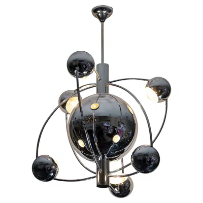 Pre-owned Reggiani Mid-century Space Age Italian  Chrome Chandelier, Circa 1960 In Black