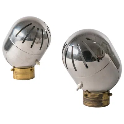 Pre-owned Reggiani Pair Of Italian Chrome Table Lamps By , Circa 1968 In Transparent