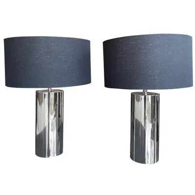 Pre-owned Reggiani , Pair Of Italian Table Lamps In Chrome In Transparent