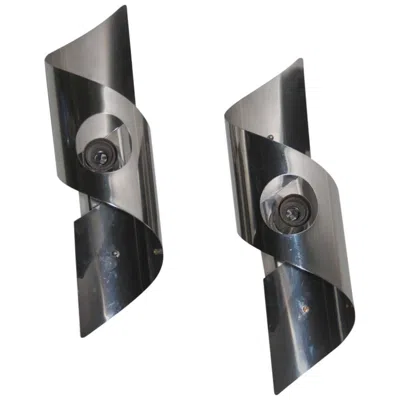 Pre-owned Reggiani Pop Art Curved Steel Wall Sconces, 1970s In Black