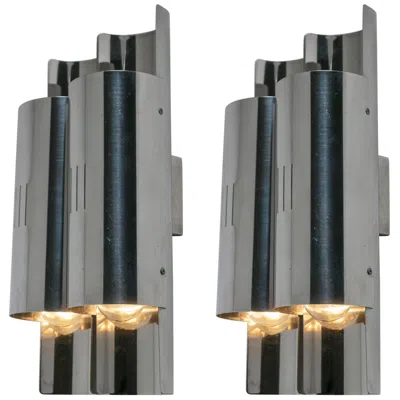 Pre-owned Reggiani Set Of Two Metal Sconces, Italy, 1960s In Transparent