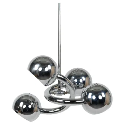 Pre-owned Reggiani Space Age Chrome Chandelier Four-light Attributed To , Italy 1970s In Transparent
