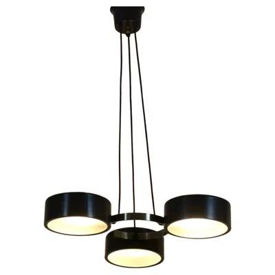 Pre-owned Reggiani Triple Pendant Light By , Italy, 1960s In Black