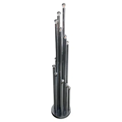Pre-owned Reggiani Vintage 1970s Italian  Fourteen Lights Chromed Floor Lamp In Black