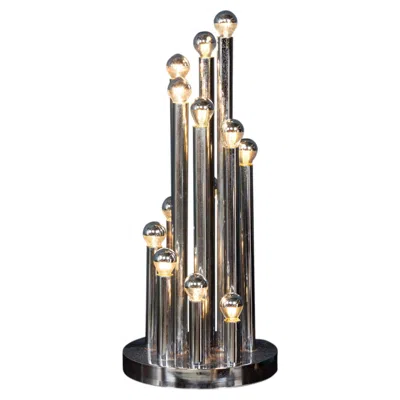 Pre-owned Reggiani Vintage 20th Century Italian Chrome Multi-light Table Lamp By  C.1970 In Transparent