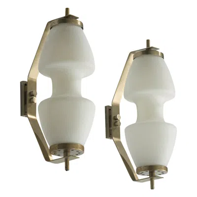 Pre-owned Reggiani , Wall Lights, Metal, Glass, Italy, 1960s In Clear