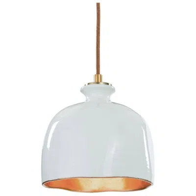 Regina Andrew Bianca Ceramic Pendant (gloss White And Gold) 9.5 Height