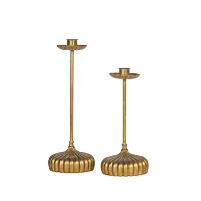 Regina Andrew Clove Candle Holder Set In Antique Gold Leaf