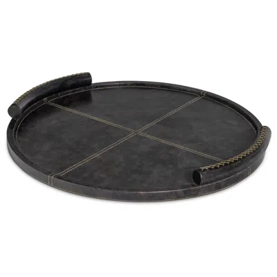Regina Andrew Design Forte Black Round Leather Tray