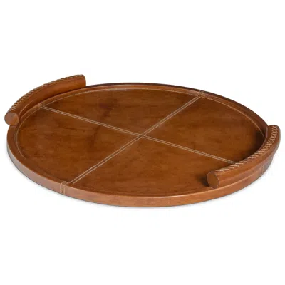 Regina Andrew Design Forte Tan Round Leather Tray