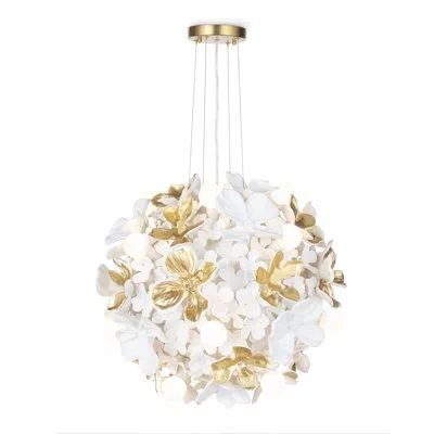 Regina Andrew Dogwood Chandelier In Matte White,gold Leaf