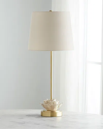 Regina Andrew Flower Ceramic Table Lamp With Natural Brass Base In Blue