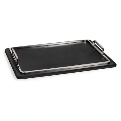 Regina Andrew Greyson Leather Rectangle Tray Large In Black