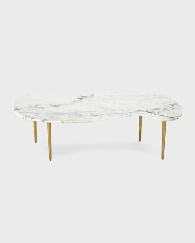 Regina Andrew Jagger Marble Cocktail Table In White /brass