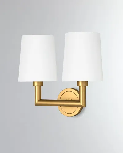 Regina Andrew Legend Double Sconce, Natural Brass In Blue