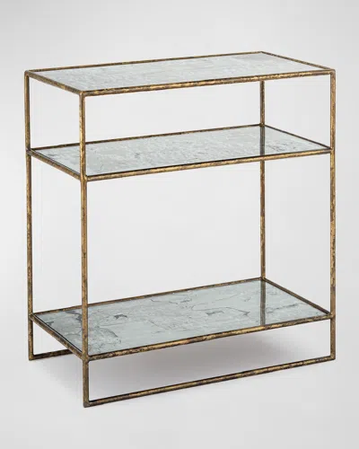 Regina Andrew Mirage 3-tier Side Table In Gold Distressed Painted