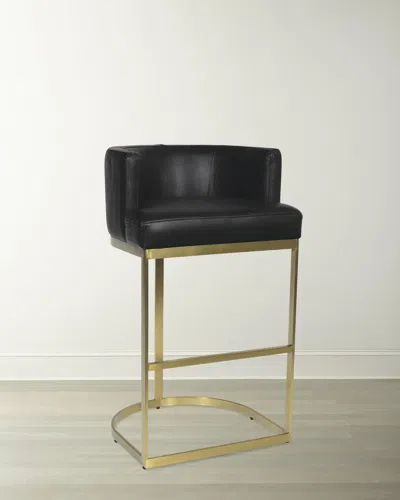 Regina Andrew Owen Leather 36.5" Bar Stool In Black