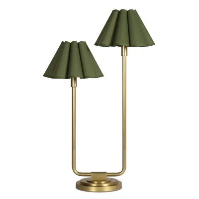 Regina Andrew Polly Double Arm Table Lamp (blackened With Green Shade) In Brass