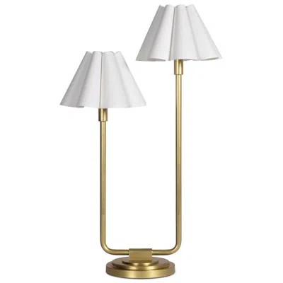Regina Andrew Polly Double Arm Table Lamp (natural Brass With White Shade) In Gold