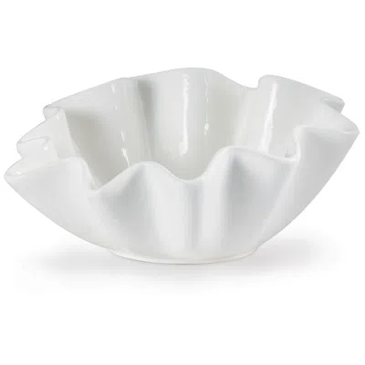 Regina Andrew Ruffle Ceramic Bowl Large 5.5 Height In White