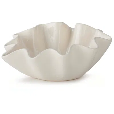 Regina Andrew Ruffle Ceramic Bowl Medium 5.5 Height In White