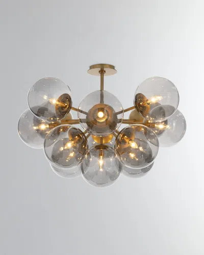 Regina Andrew Shine 34" 13-light Flush Mount, Smoke Glass In Gold