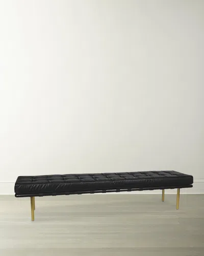 Regina Andrew Tufted Leather Gallery Bench, 78" In Black