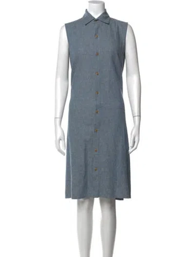 Pre-owned Regulation Yohji Yamamoto Linen Knee-length Dress In Blue
