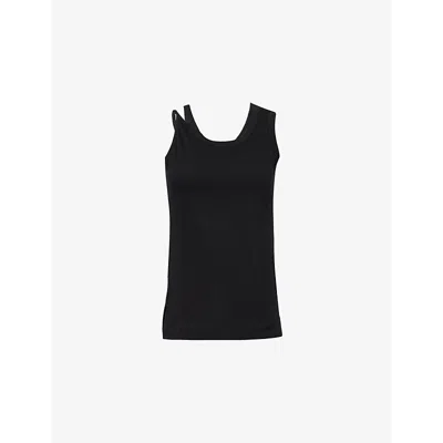 Regulation Yohji Yamamoto Womens  Asymmetric Cotton Top In Black