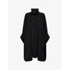 Regulation Yohji Yamamoto Womens Black High Neck Draped Wool Coat In Black