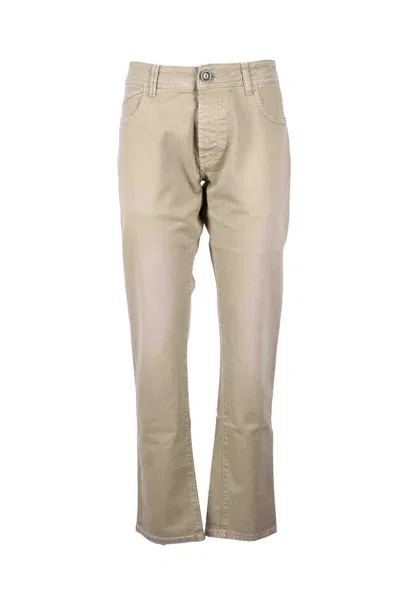 Re-hash Beige Cotton Stretch Trousers With Practical Pockets And Minimalist Design In Neutral