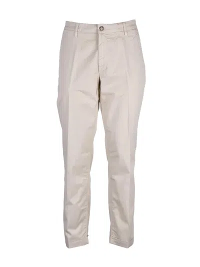Re-hash Beige Slim Fit Trousers With Classic Waistband And Functional Pockets In Neutral