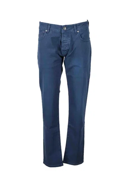 Re-hash Cotton Stretch Trousers With Slim Fit And Classic Design In Black
